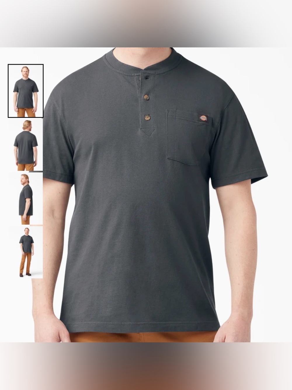 Dickies Men's Heavyweight Henley Shirt in Charcoal